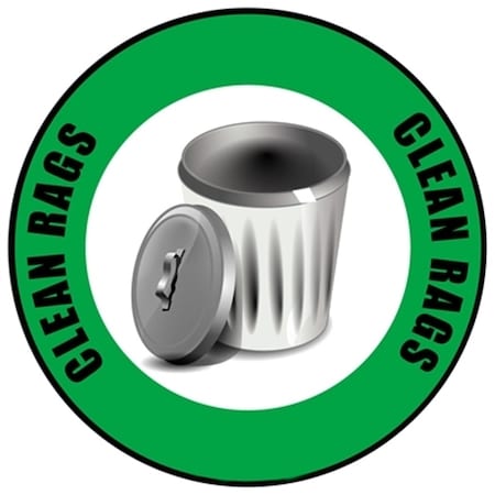 5S Supplies Clean Rags Floor Sign 28in Diameter Non Slip Floor Sign FS-CLEANRAGS-28